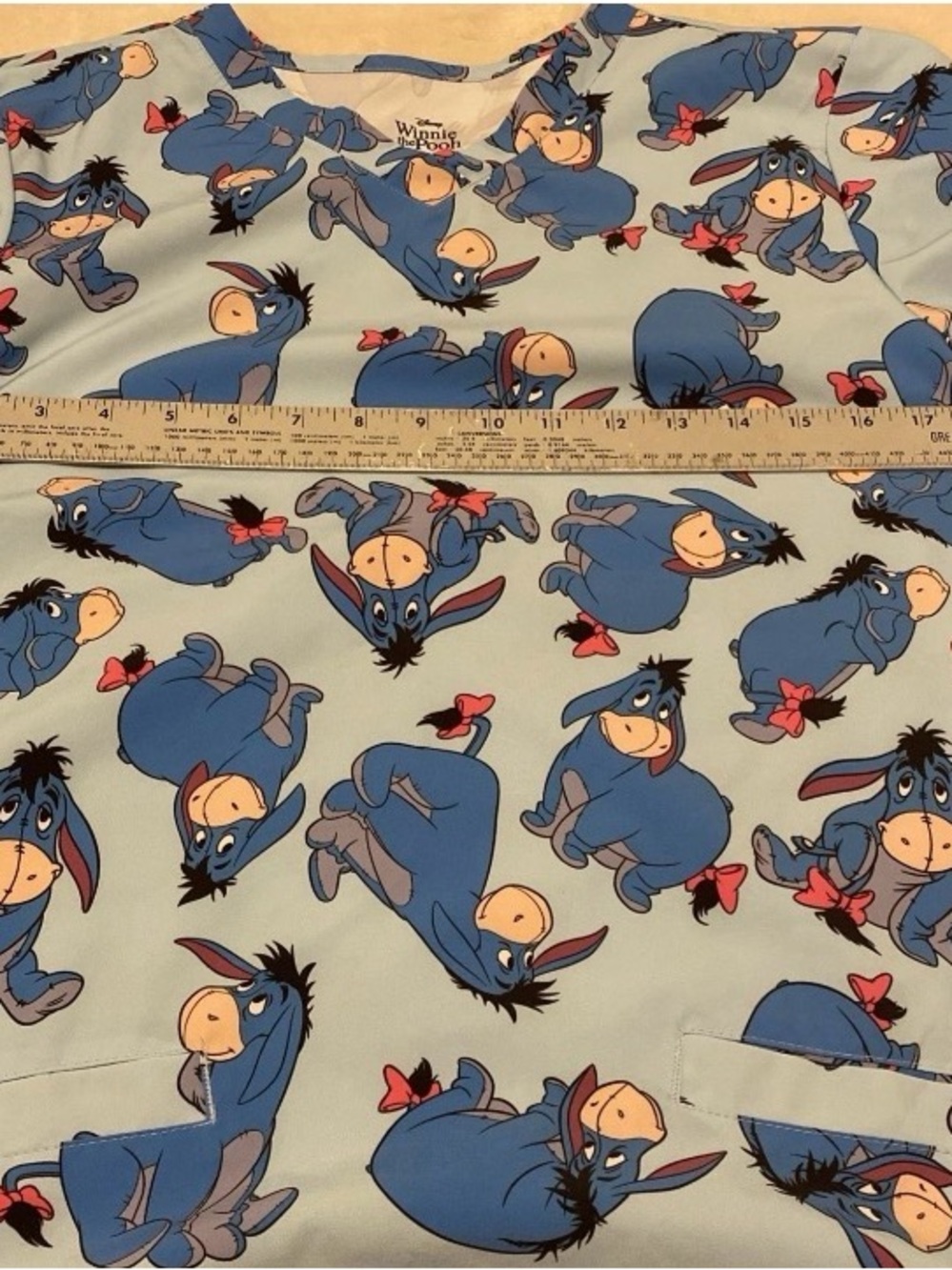 Disney Light Blue Eeyore Print Scrub Top - Picture 12 of 14